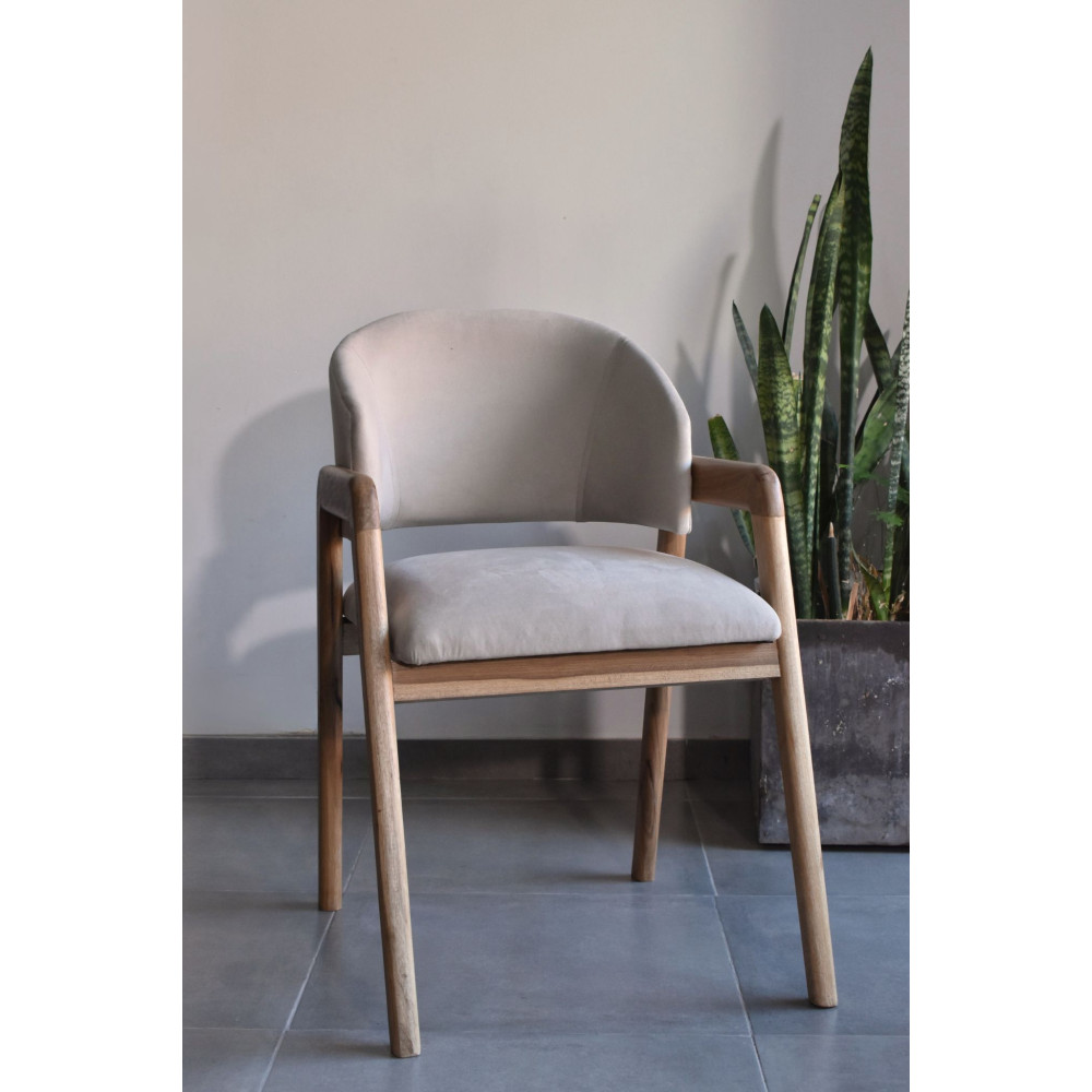 Silla Roma con Apoyabrazos Pana donn Perla Madera Petiribi Stock entrega inmediata