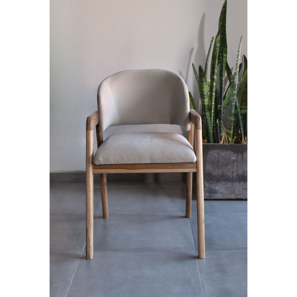 Silla Roma con Apoyabrazos Pana donn Perla Madera Petiribi Stock entrega inmediata