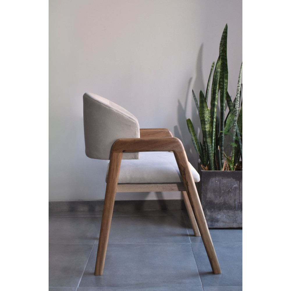 Silla Roma con Apoyabrazos Pana donn Perla Madera Petiribi Stock entrega inmediata