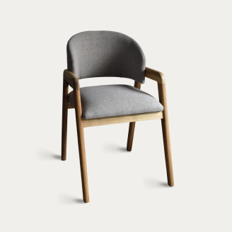 Silla Roma con Apoyabrazos Tela tokio Gris claro Madera Petiribi Stock 