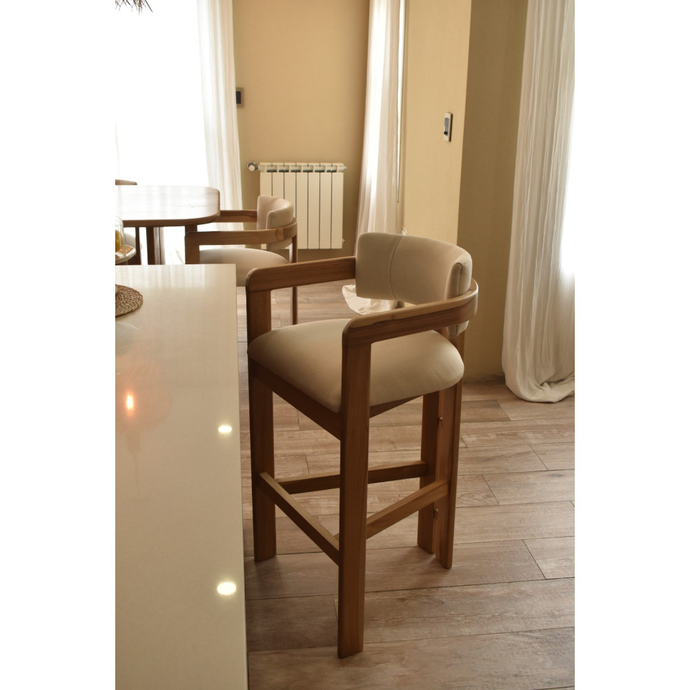 Taburete para Isla / Desayunador / Barra Málaga Con Apoyabrazos Madera Petiribí