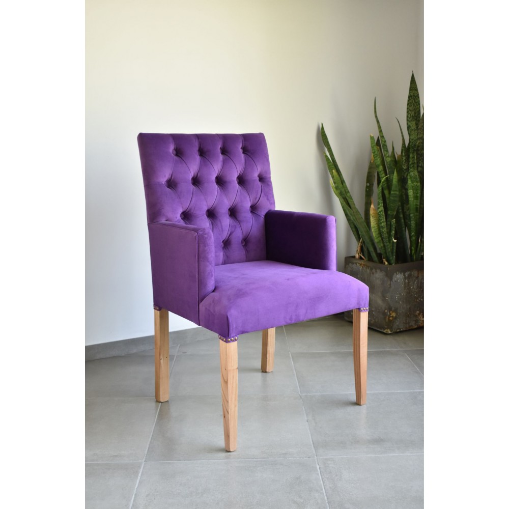 Silla Cabecera Tokio Capitone Pana Donn Mora Stock entrega inmediata